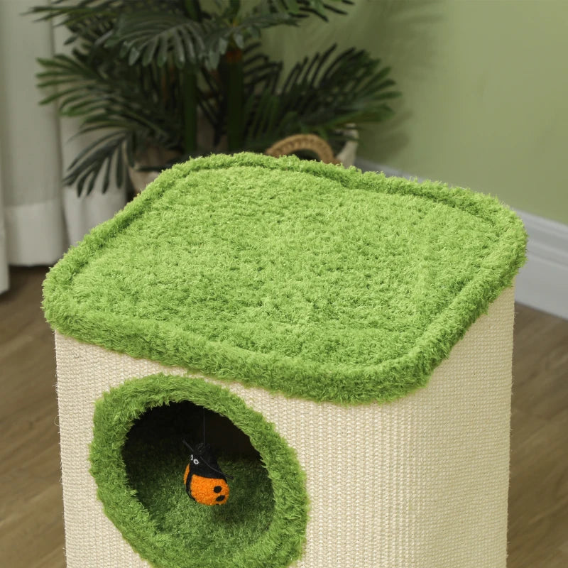 Nancy's Arcosso Krabpaal - Kattentoren - Kattengrot - Kattenboom - Groen / Crème Wit - ± 40 x 40 x 75 cm