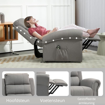 Nancy's Lordelo Massagestoel - Relaxfauteuil - Relaxstoel - Elektrisch - Warmtefunctie - Verstelbare Rugleuning - Grijs