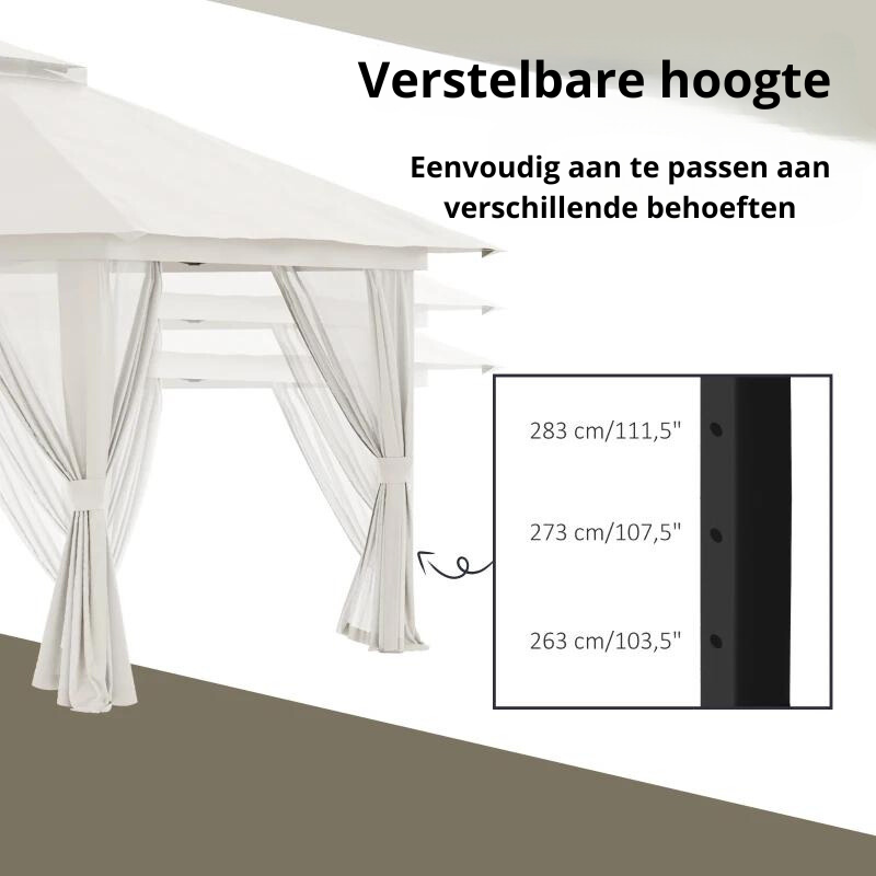 Nany's Pavlara Paviljoen - Party Tent - Tuin paviljoen - Crémewit - ± 400 x 400 cm