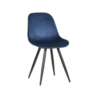 LABEL51 Eetkamerstoel Capri - Set van 2 - Kuipstoel - Keukenstoel - Eetkamerstoelen - Fluweel - Blauw - 46 x 56 x 88 cm