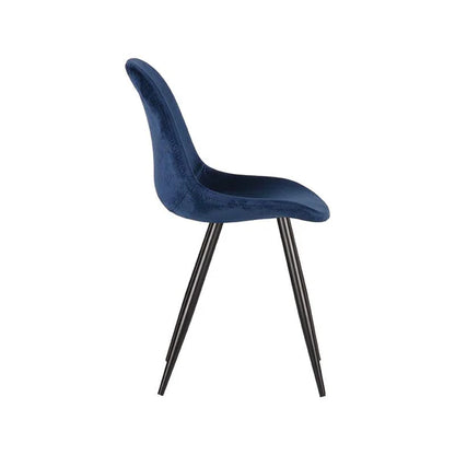 LABEL51 Eetkamerstoel Capri - Set van 2 - Kuipstoel - Keukenstoel - Eetkamerstoelen - Fluweel - Blauw - 46 x 56 x 88 cm