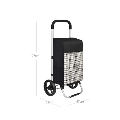 Nancy's Acceglio Boodschappentrolly - Boodschappenwagen - Booschappenkar - Zwart / Houndstooth Patroon - 40 liter