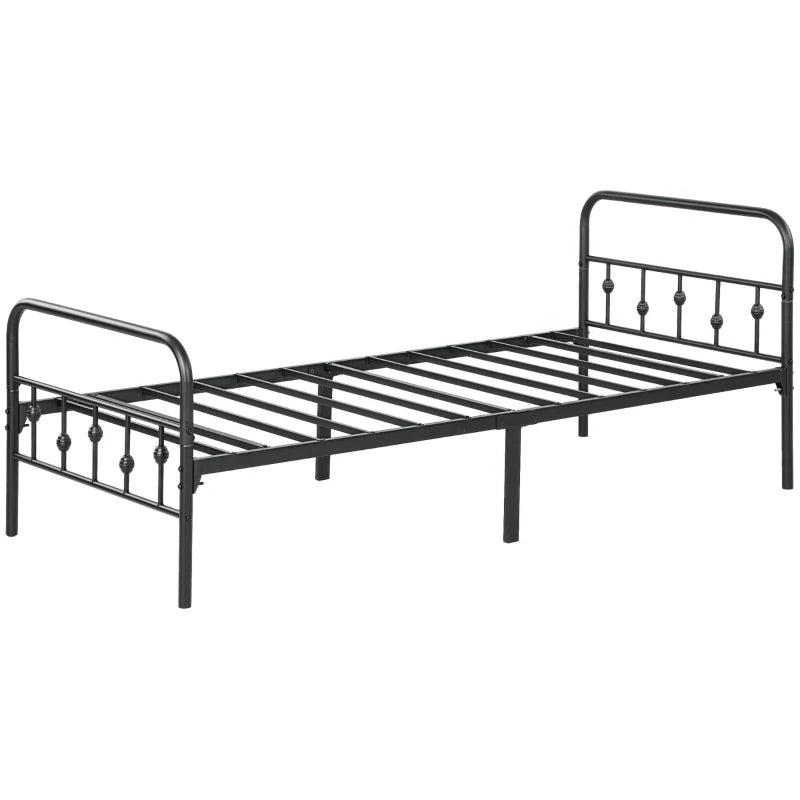 Nancy's Soutelinho Logeerbed - Eenpersoonsbedframe - 1-Persoons bed - Zwart - Staal - ± 205 x 90 x 80 cm