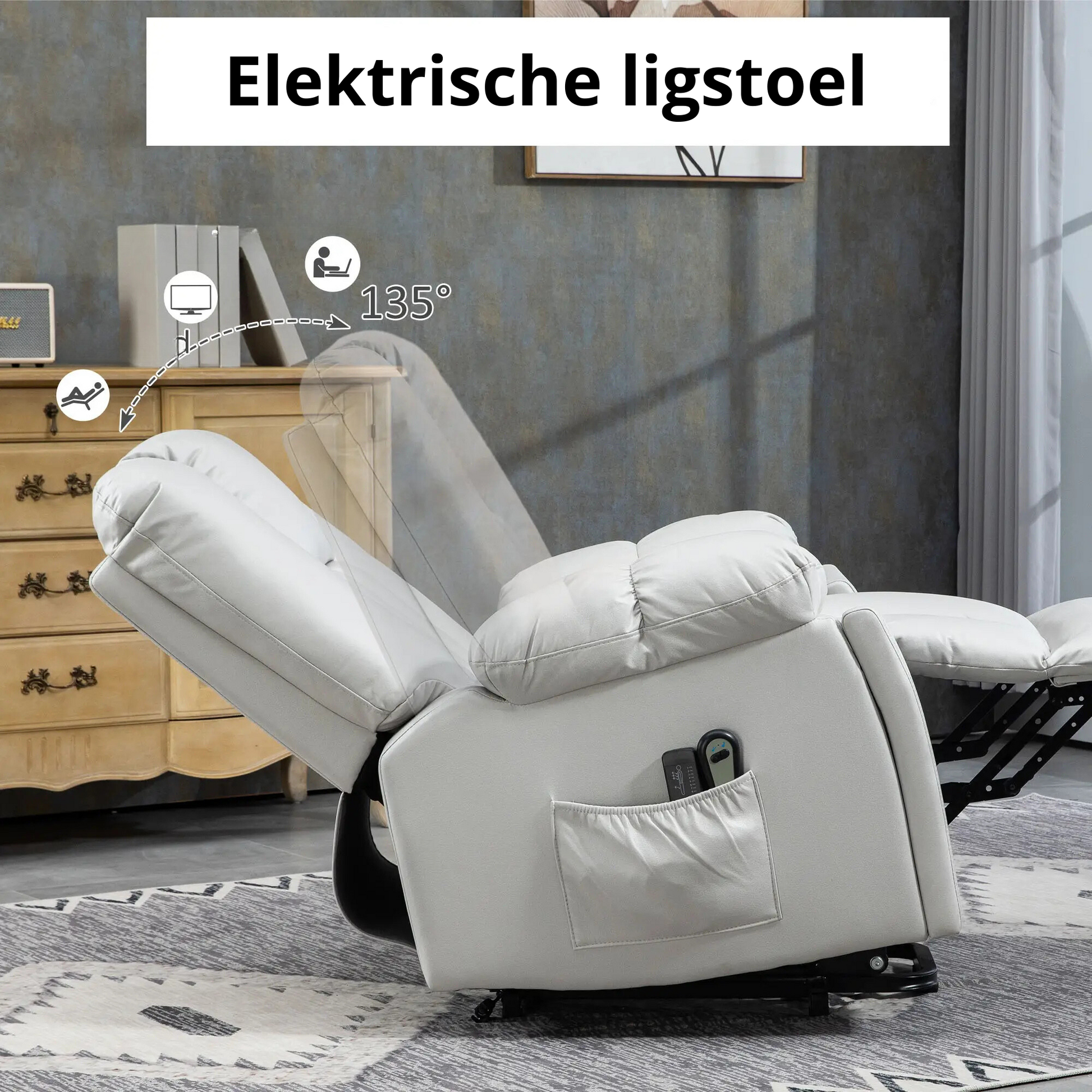 Nancy's Imaculado Sta op stoel - Opsta stoel - Seniorenstoel - Massagestoel - Relaxfauteuil - Grijs