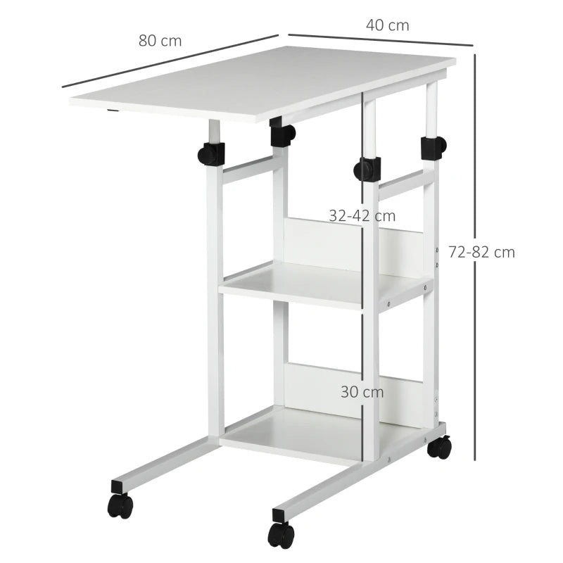 Table d'appoint sur roulettes Nancy's Balasar - Table pour ordinateur portable - Hauteur réglable - Blanc - 80 x 40 x 72-82 cm