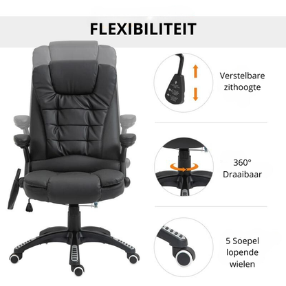 Nancy's Yorkshire Swivel Massage Bureaustoel - Massage- en warmtefunctie - Draaibaar - Ergonomisch - Zwart