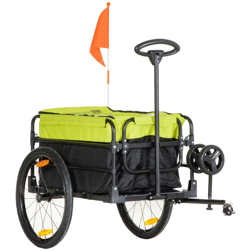 Nancy's Bordano Fietskar - Fietsaanhangwagen - Transportaanhangwagen - Handkar - Zwart / Geel - ± 130 x 65 x 64-103 cm