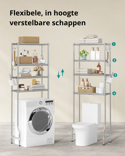 Nancy's Bentivoglio Toiletkast - Toilet Meubel - Badkamerrek - Wasmachinerek - Grijs - Staal - ± 60 x 30 x 175 cm