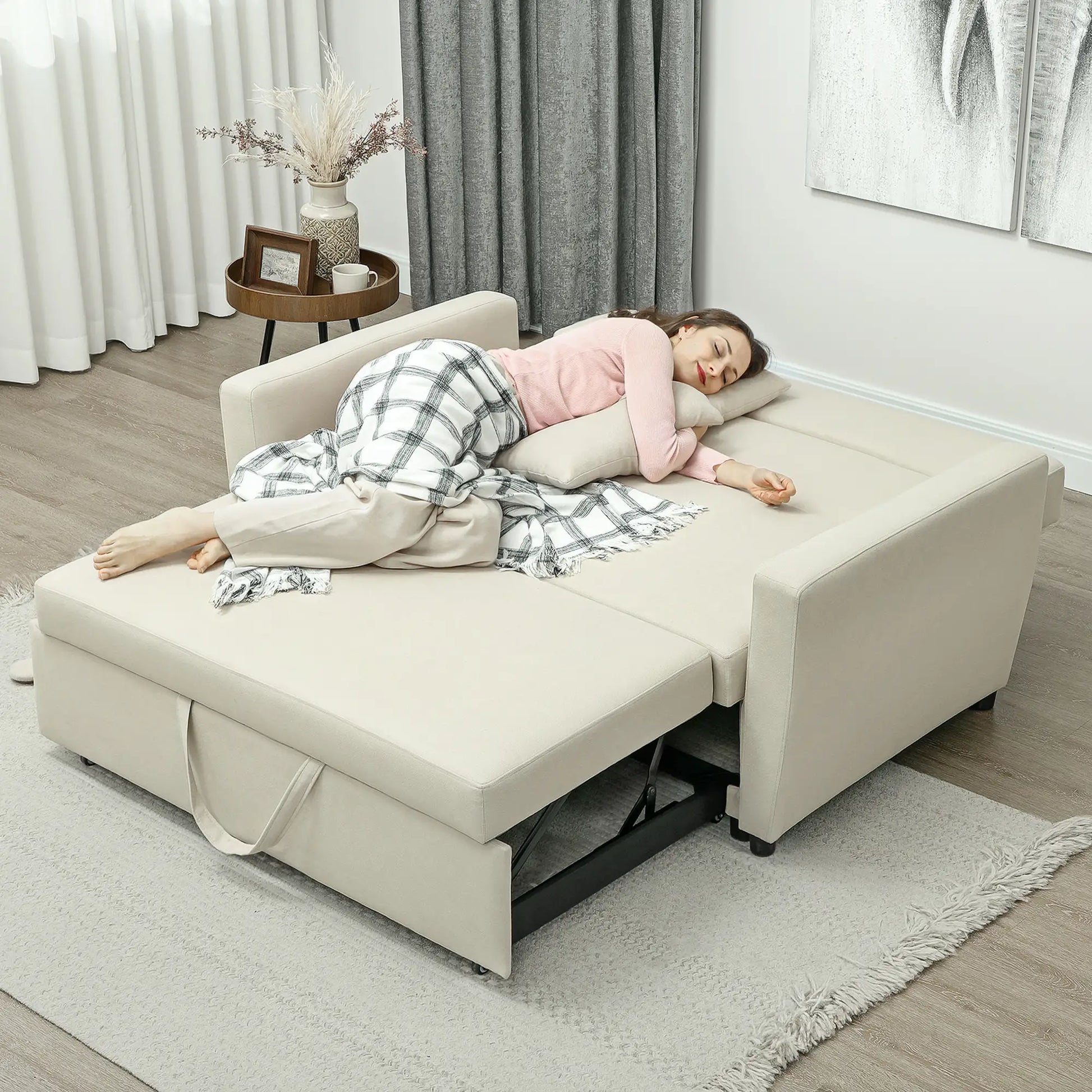 Nancy's Miomaes Slaapbank - Logeerbed - Logeerbank - Beige - Fluweel