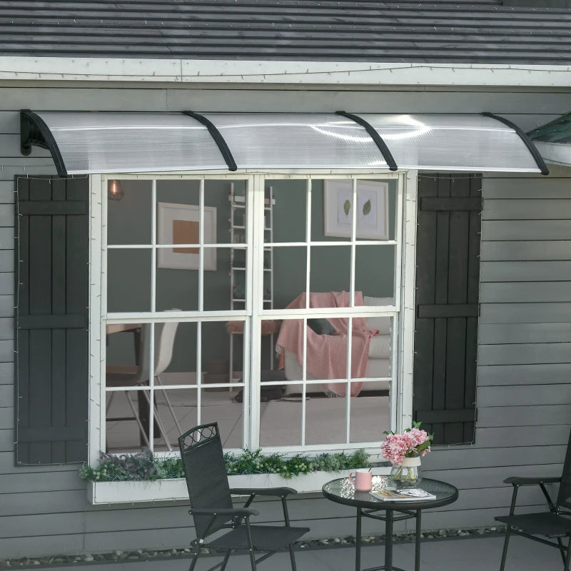 Nancy's Arcevia Front Door Canopy - Front Door Canopy - Weatherproof - Black / Transparent - ± 300 x 95 x 30 cm