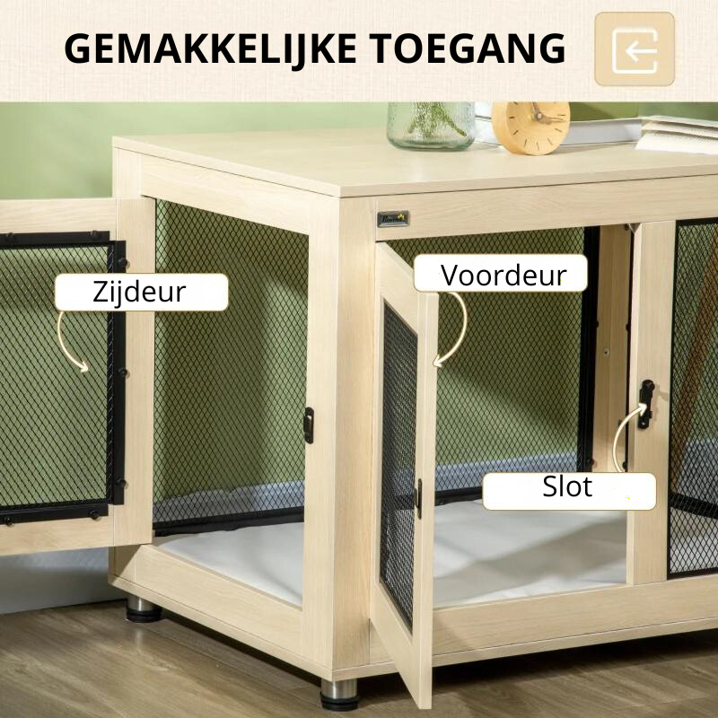 Nancy's Arabba Hondenhok - Hondenverblijf - Hondenkennel - Eiken / Staal - ± 95 x 60 x 70 cm