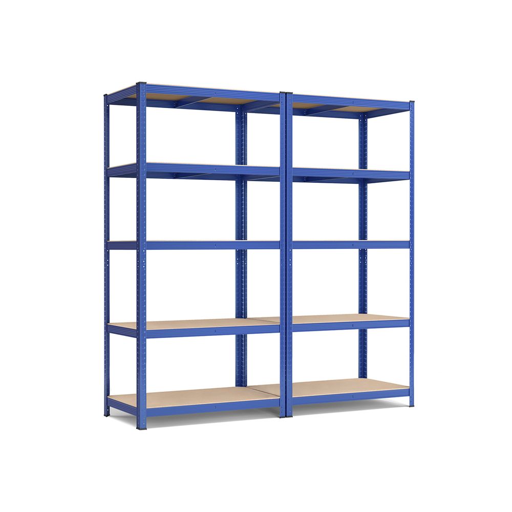 Nancy's Buckland Set of 2 Shelving Units - Storage Cabinets - Adjustable - Blue - Metal - MDF - 200 x 100 x 50 cm