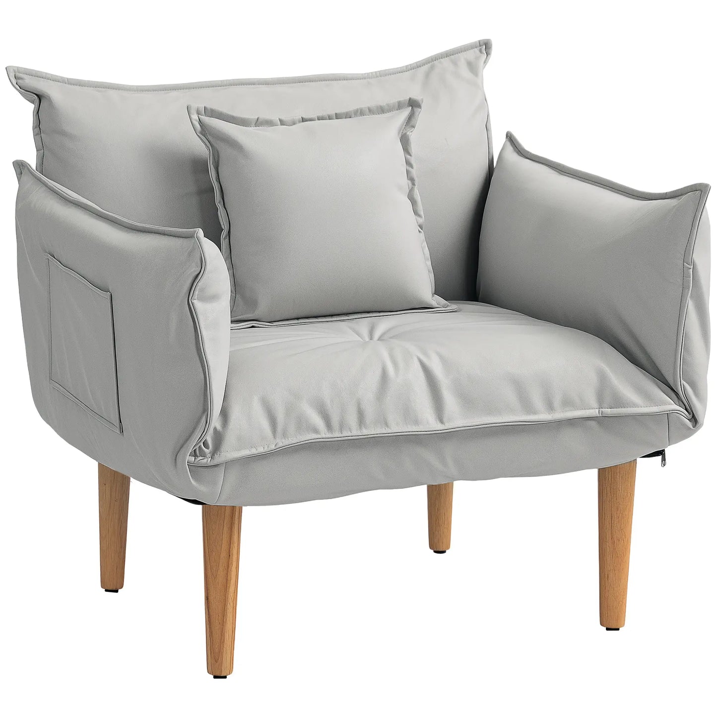 Nancy's Capelo Fauteuil - Relaxfauteuil - Loungestoel - Relaxstoel - Verstelbaar - Lichtgrijs - Microvezel