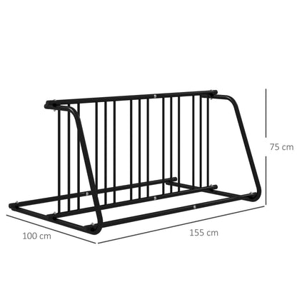 Nancy's Borgia Fietsenrek - Fietsenstandaard - Voor 6 fietsen - Zwart - Staal - 155 x 100 x 75 cm