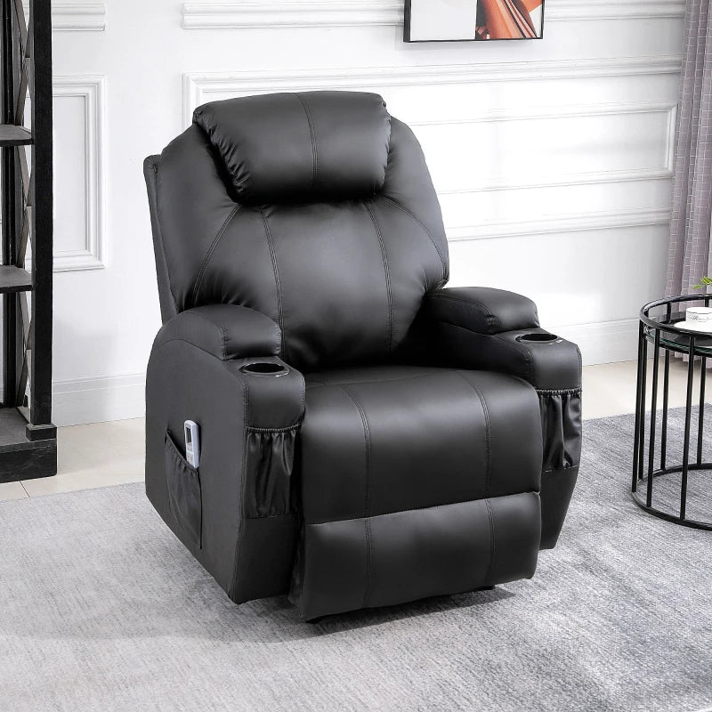 Nancy's Alicudi Massagestoel - Relaxstoel - Relaxfauteuil - Verstelbare Rugleuning - Zwart - Kunstleer