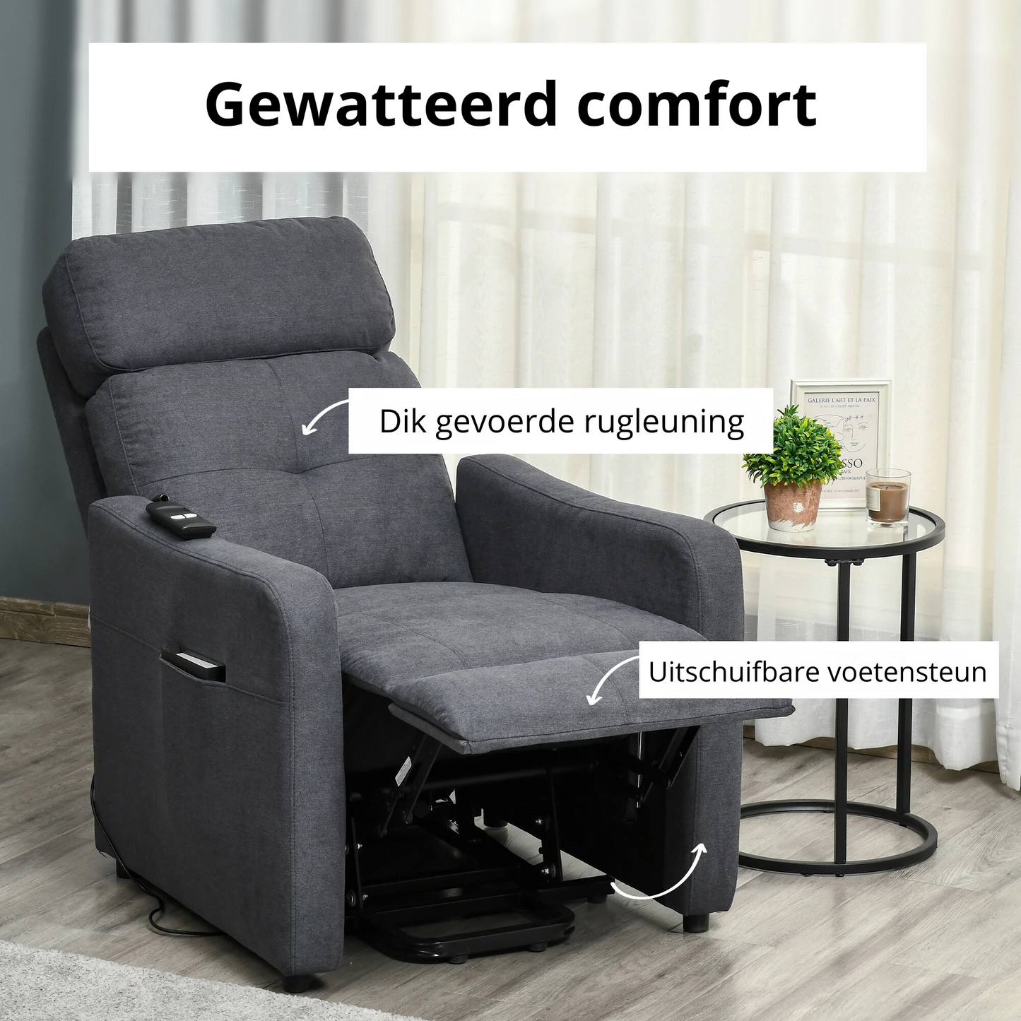 Nancy's Soalheira Sta op stoel - Opsta stoel - Seniorenstoel - Relaxfauteuil - Grijs