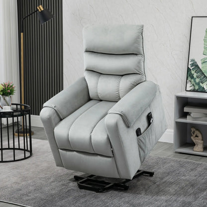 Nancy's Ruiva Sta op stoel - Opsta stoel - Seniorenstoel - Massagestoel - Relaxfauteuil - Grijs - Fluweel