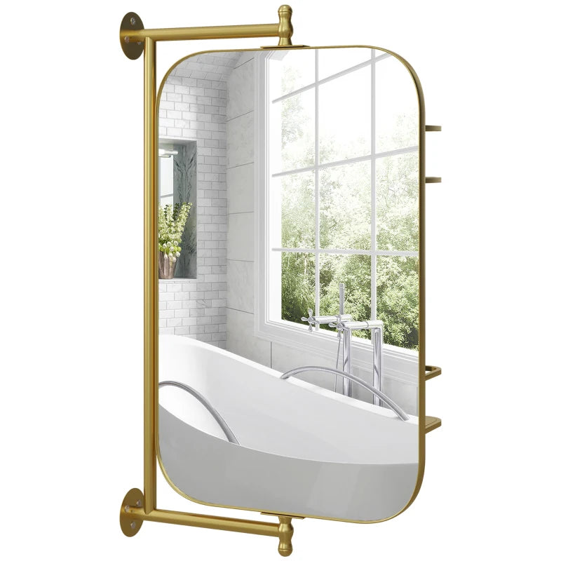 Miroir de salle de bain Troviscal de Nancy - Rotatif - Or - ± 40 x 65 cm