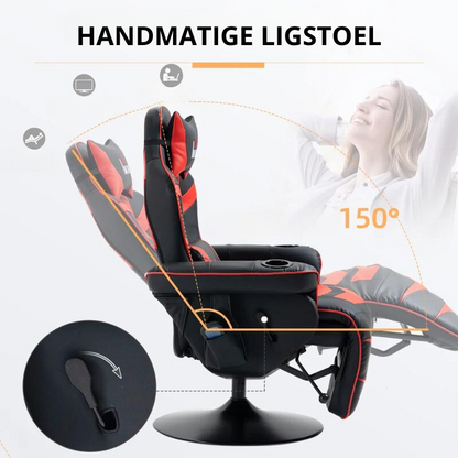 Nancy's Andalo Gamestoel - Gaming Stoel - Massagefunctie - Draaibaar - Verstelbare Rugleuning - Zwart / Rood