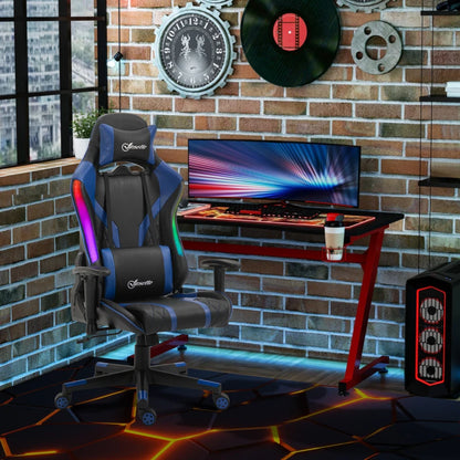 Nancy's Anfo Gamestoel - Gaming Stoel - Ergonomisch - Met LED Licht - Draaibaar - Zwart / Blauw