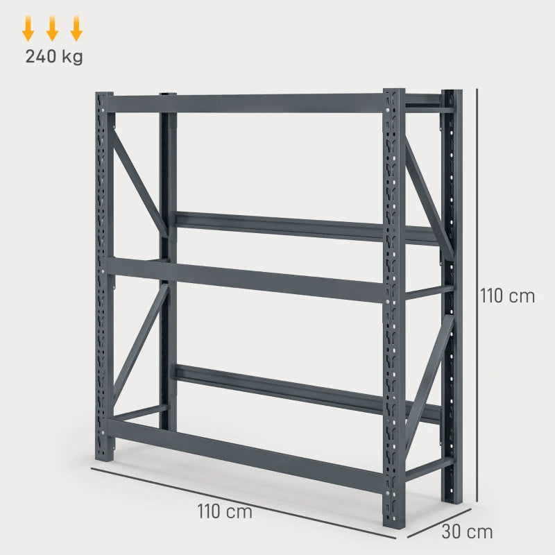 Nancy's Arrifes Stellingkast - Krattenrek - Ruimte voor 6 kratten - Grijs - Staal - 110 x 30 x 110 cm