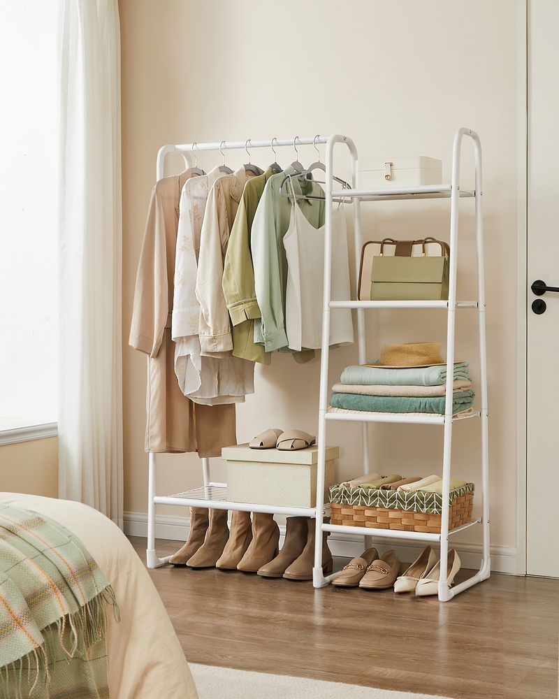 Nancy's Lustosa Clothes Rack - Clothes Rail - Open Wardrobe - White - Steel - ± 100 x 40 x 150 cm