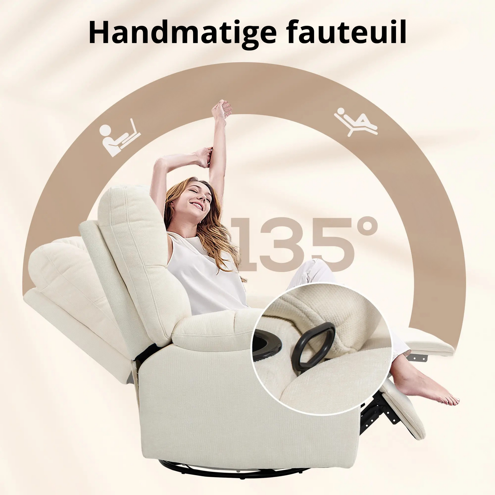 Nancy's Mozelos Relaxfauteil - Loungestoel - Relaxstoel - Beige - Linnen