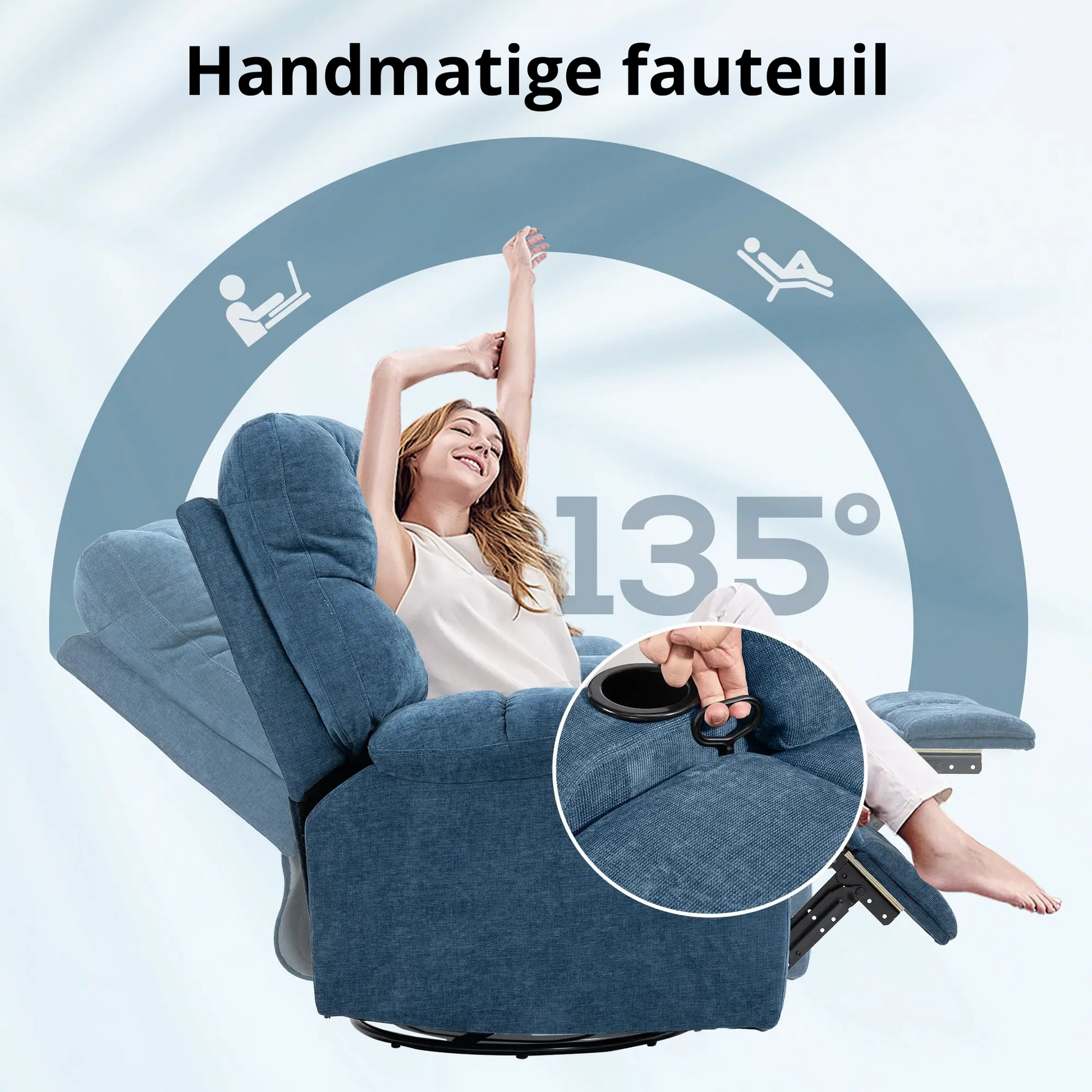 Nancy's Pigeiros Relaxfauteuil - Ligstoel - Relaxstoel - Loungestoel - Blauw - Linnen