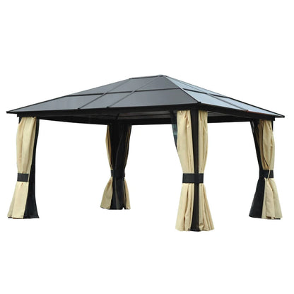 Nancy's Barreiros Pavilion - Party tent - Garden pavilion - Gazebo - Brown / Cream - 420 x 360 x 275 cm