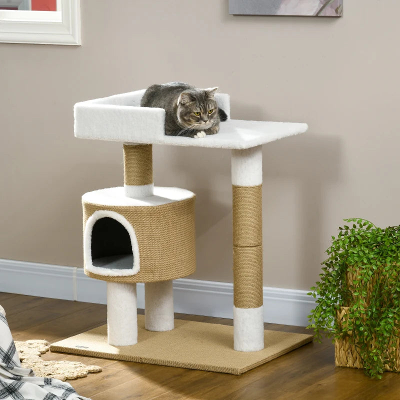 Nancy's Veigalila Scratching post - Cat tree - Cat bed - Brown / White - ± 70 x 50 x 80 cm