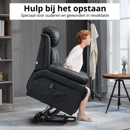 Nancy's Alcongosta Sta op stoel - Opsta stoel - Seniorenstoel - Relaxfauteuil - Zwart - Kunstleer