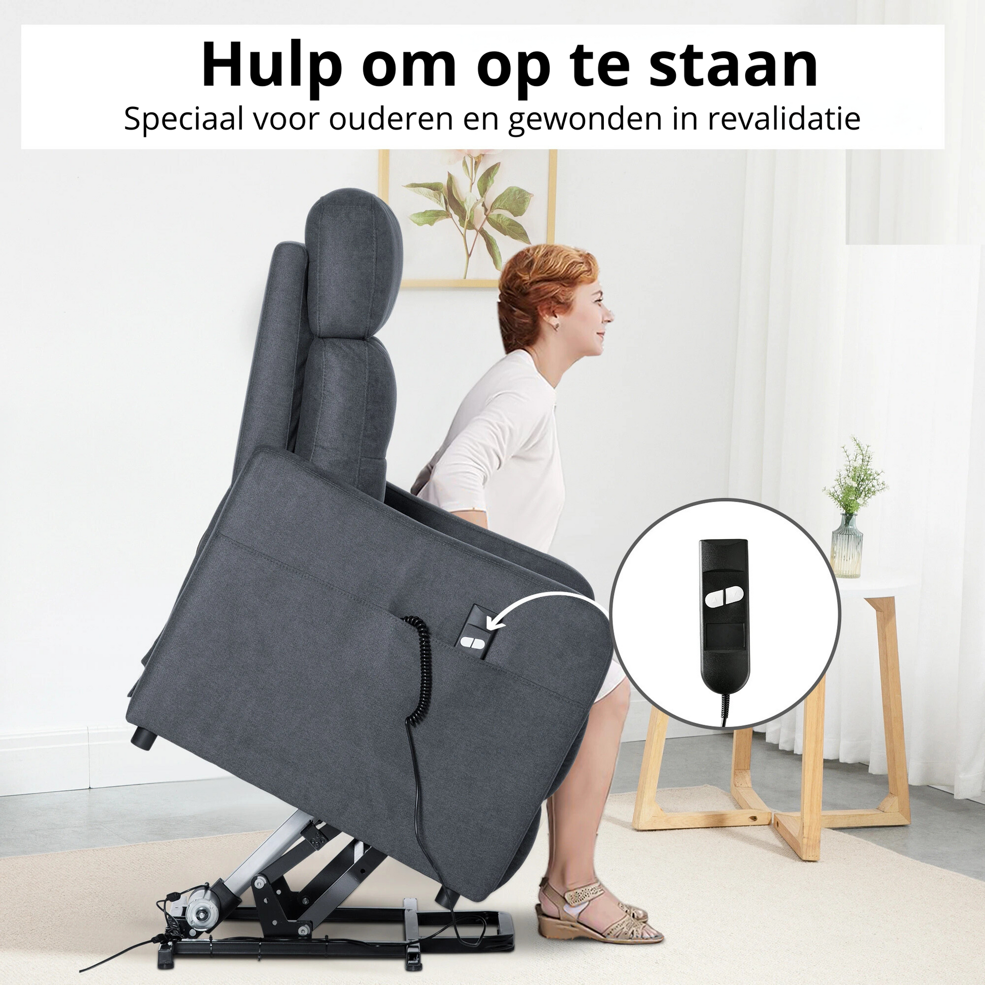 Nancy's Soalheira Sta op stoel - Opsta stoel - Seniorenstoel - Relaxfauteuil - Grijs