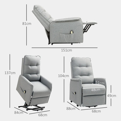 Nancy's Louredo Sta op Stoel - Seniorenstoel - Opsta Stoel - Relaxfauteuil - Grijs - Linnen