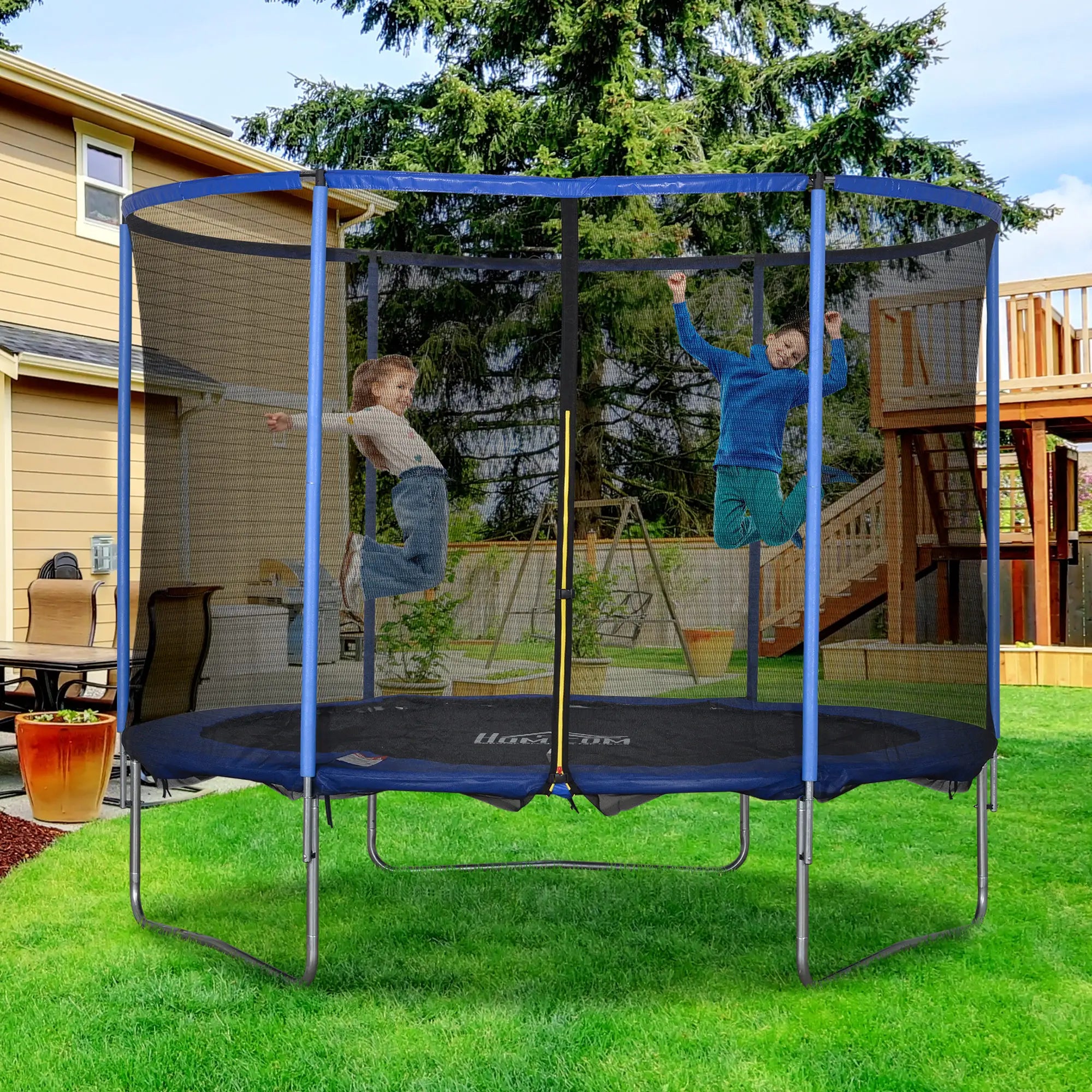 Nancy's Canosio Grote Trampoline met Veiligheidsnet - Blauw / Zwart - Ø 305 cm