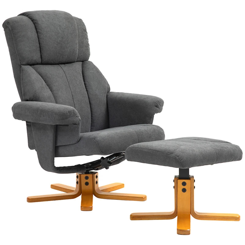 Nancy's Cacarilhe Relaxfauteuil Met Voetenbankje - Relaxstoel - Ligstoel - Grijs - Fluweel