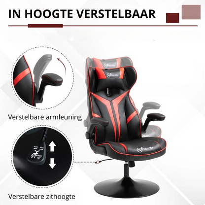 Nancy's Anguillara Gamestoel - Gaming Stoel - Ergonomisch - Draaibaar - Verstelbaar - Zwart / Rood