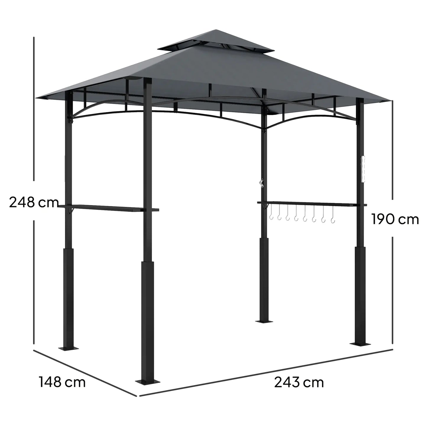 Nancy's Caianello Bbq Overkapping - Barbecue Paviljoen - Bbq afdak - Grijs - ± 240 x 150 x 250 cm