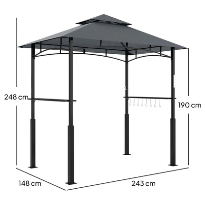 Nancy's Caianello Bbq Overkapping - Barbecue Paviljoen - Bbq afdak - Grijs - ± 240 x 150 x 250 cm