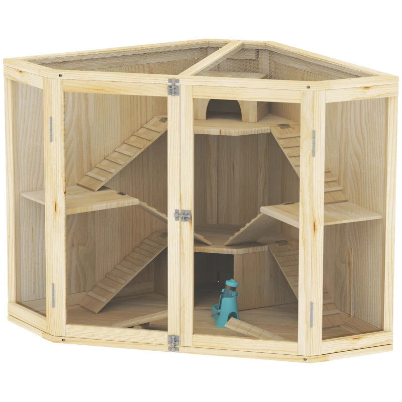 Nancy's Couco Hamsterkooi - Knaagdierenkooi - Hamster Habitat - Dennenhout - ± 115 x 70 x 80 cm