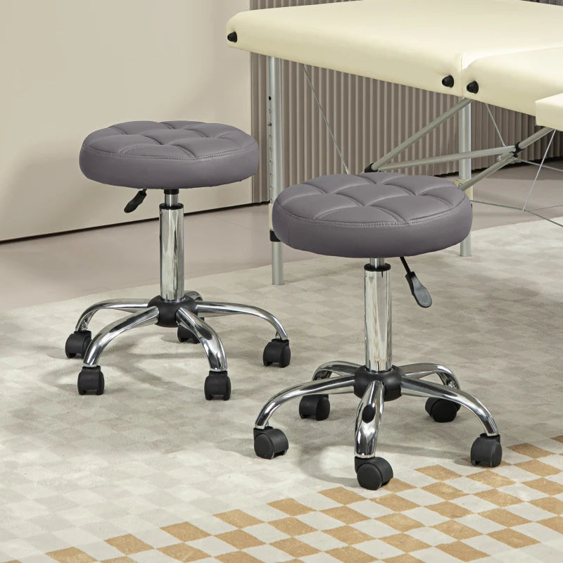 Nancy's Auditore Work Stools - Salon Stools - Set of 2 - Adjustable - Swivel - Gray - Faux Leather