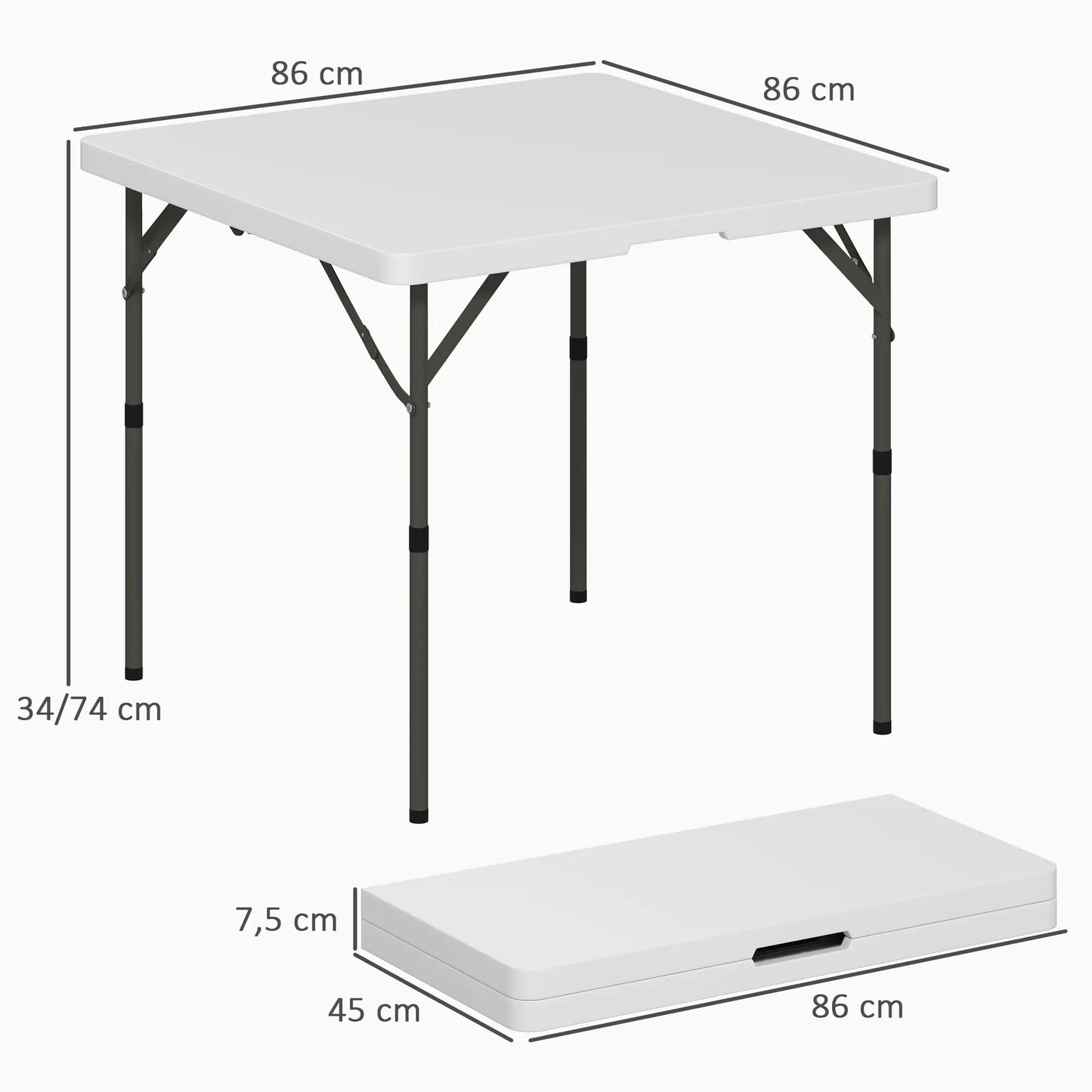 Nancy's Camogli Campingtafel - Inklapbare Tafel - Buitentafel - Picknicktafel - Wit - ± 85 x 85 x 75 cm