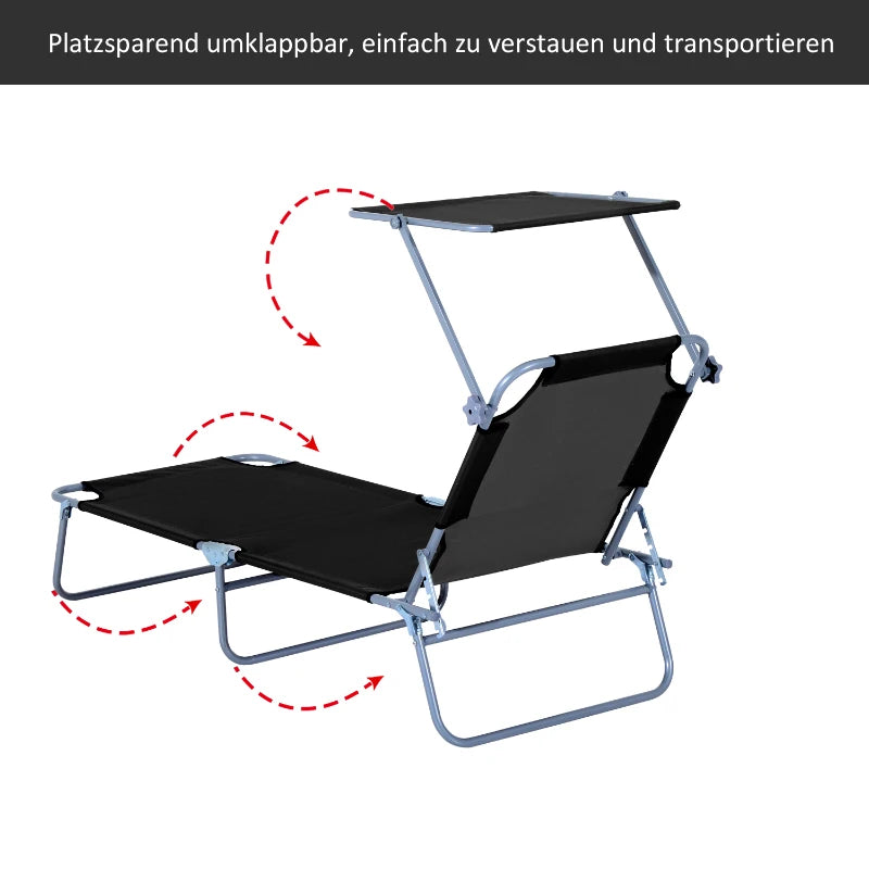 Nancy's Almada Ligbed - Loungebed - Strandstoel - Strandbed - Zwart