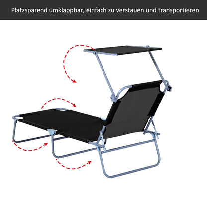 Nancy's Almada Ligbed - Loungebed - Strandstoel - Strandbed - Zwart