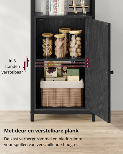 Nancy's Barcis Wandkast - Boekenkast - Opbergkast - Ebbenhout Zwart - ± 40 x 25 x 160 cm