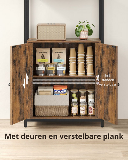 Nancy's Barga Wandkast - Boekenkast - Opbergkast - Bruin / Zwart - ± 60 x 25 x 160 cm