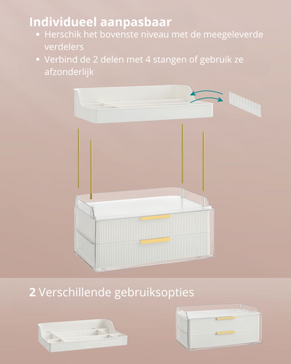 Nancy's Assis Make up Organizer - Make up Kastje - Make up Opberger - 4 Niveaus - Wit - Nancy Homestore