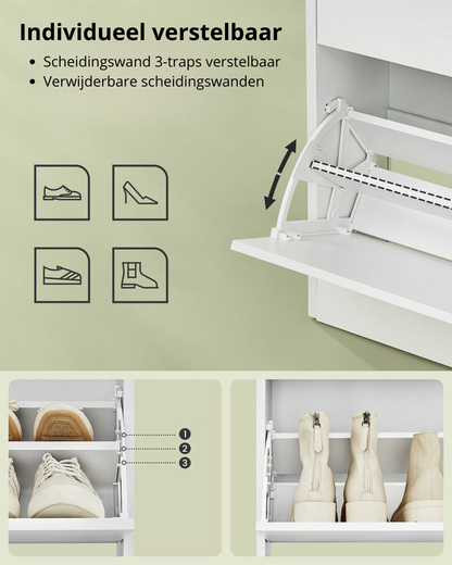 Nancy's Brentinoco Shoe Cabinet - Shoe Rack - White - ± 80 x 25 x 100 cm