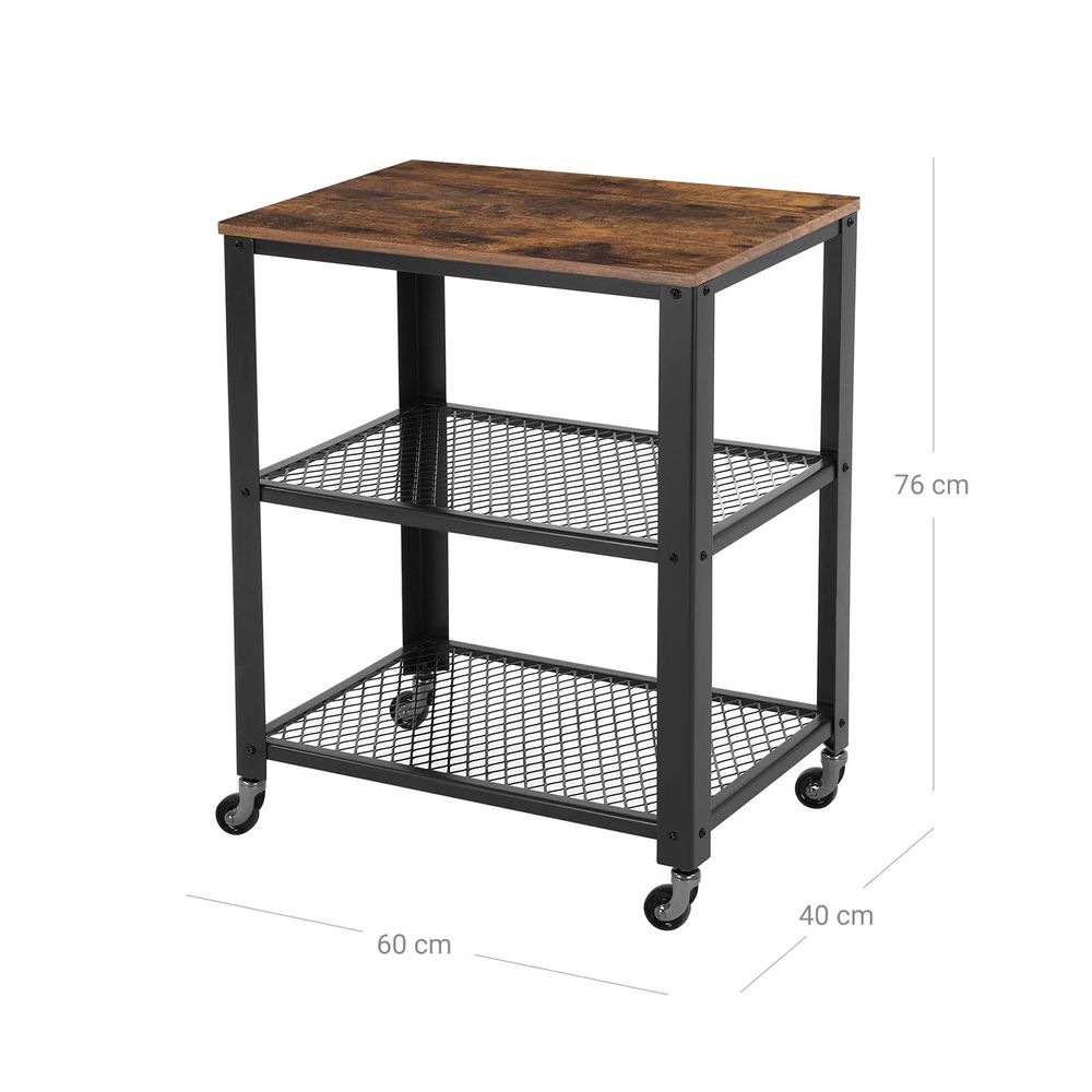 Nancy's Laranjeiro Keukentrolley - Keukenwagen - Trolley - Bruin / Zwart - ± 60 x 40 x 80 cm