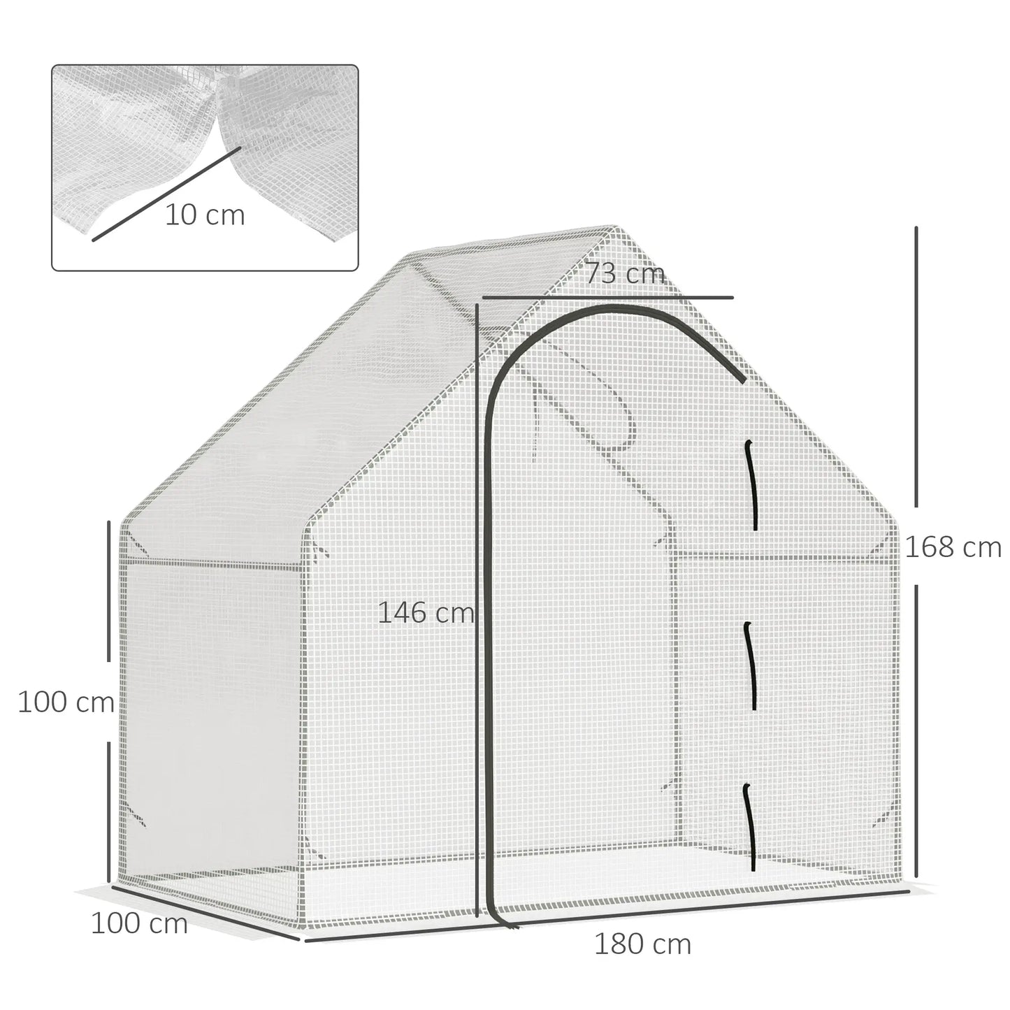 Nancy's Assentiz Inloopkas - Tuinkas - Kweekkas - Plantenkas - Wit - ± 180 x 100 x 170 cm