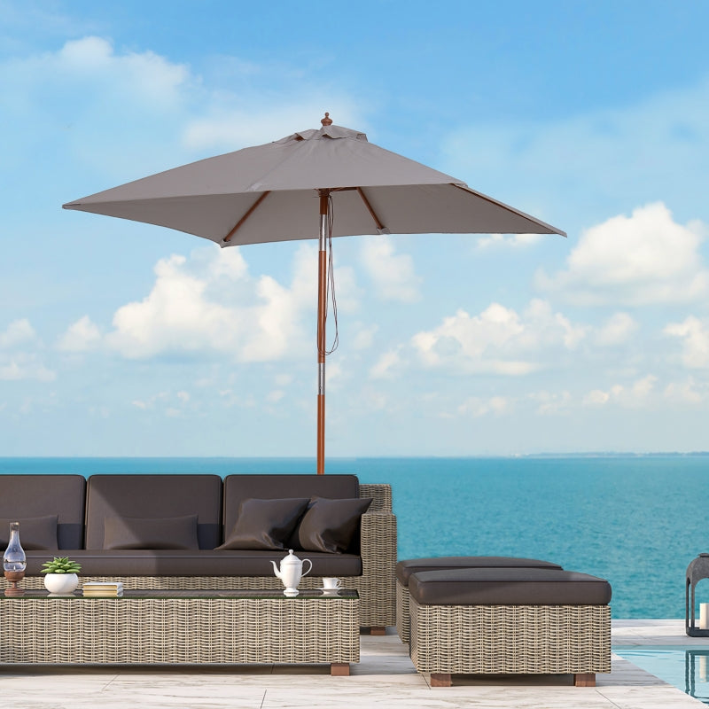 Nancy's Arvin Parasol - Tuinparasol - Zonwering - Opvouwbaar - 3 Niveaus - Hout - Polyester - Grijs- 200 x 150 cm